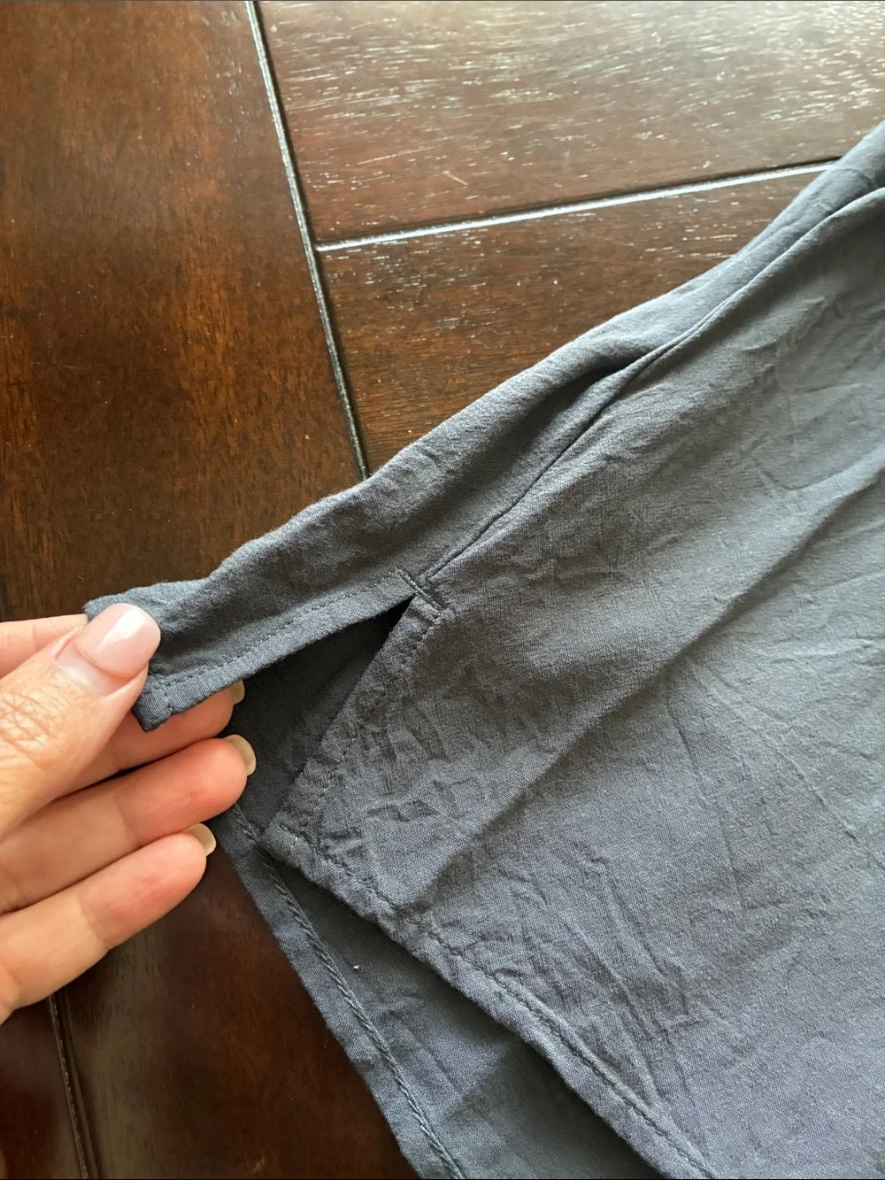LOFT gray Lace-Trim Long Sleeve Blouse - Picture 4 of 5